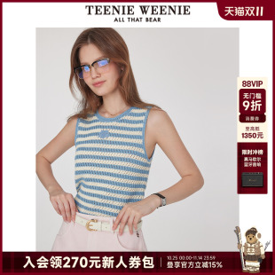 上衣 休闲时髦条纹无袖 TeenieWeenie小熊针织T恤毛衣2025夏季 新款