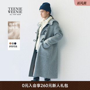 TeenieWeenie小熊女毛呢大衣25冬新款 通勤外套 初代千金牛角扣