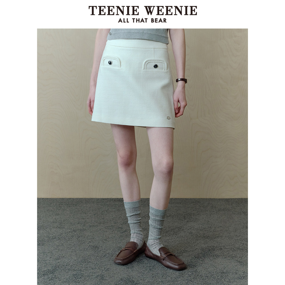 TeenieWeenie小熊女装半身裙小香风日常休闲简约气质通勤A字短裙