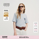 【亚麻混纺】TeenieWeenie小熊女装休闲简约宽松夏季上衣短袖T恤