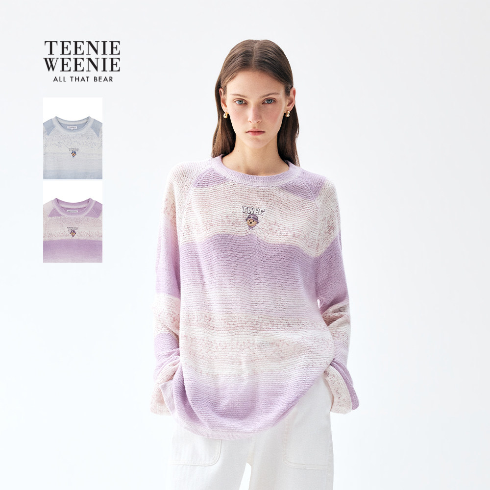 TeenieWeenie小熊女装毛衣针织衫26春新品时髦新颖渐变色圆领毛衣
