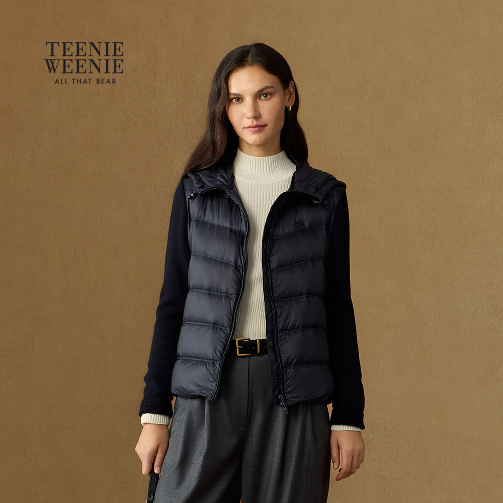 【T.W.R.C】TeenieWeenie小熊女连帽毛织拼接轻薄羽绒服外套twrc,女装/女士精品,羽绒服,淘宝优惠券,粉丝福利购,淘宝优惠卷