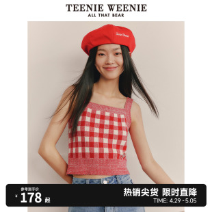 马甲内搭时尚 TeenieWeenie小熊格纹毛衣背心女毛衫 休闲