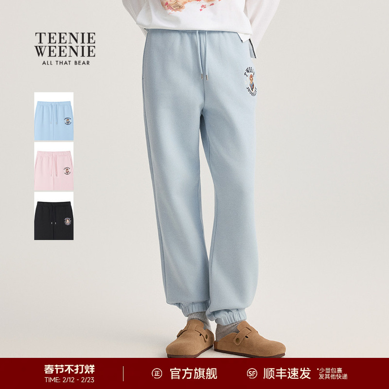 TeenieWeenie小熊女装卫裤2025年秋季新款柔软舒适简约收脚休闲裤