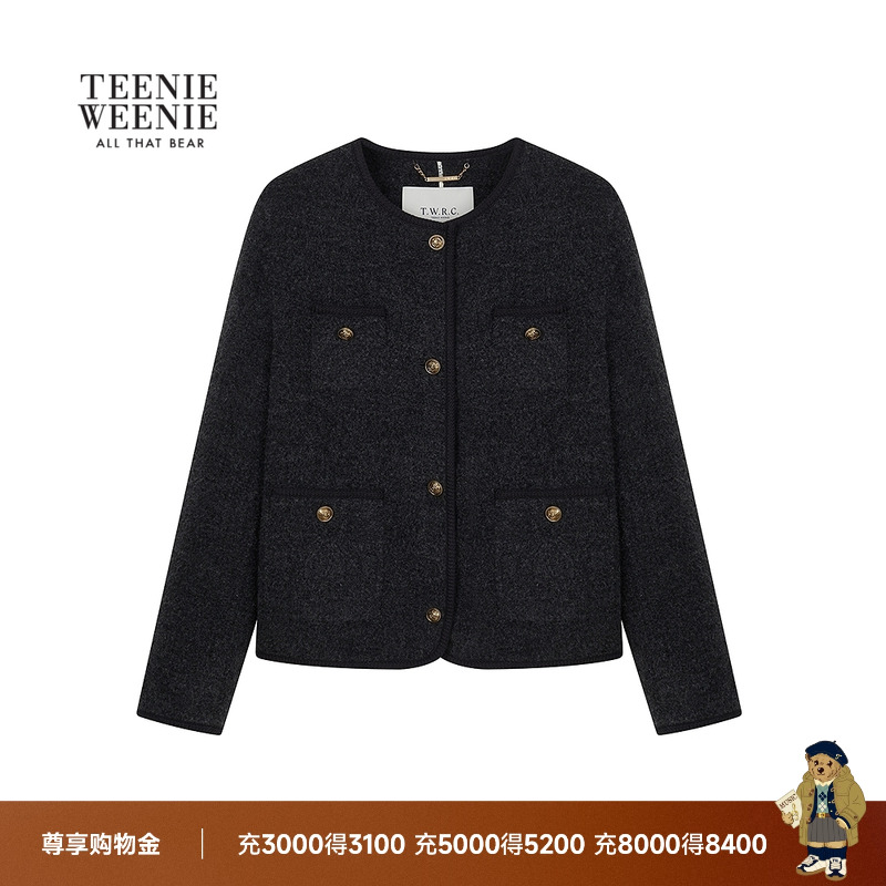 【T.W.R.C】TeenieWeenie小熊女装25冬季新款毛呢短外套twrc