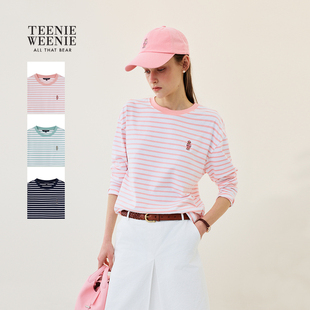 清新柔和撞色条纹长袖 新款 上衣 T恤26年春季 TeenieWeenie小熊女装