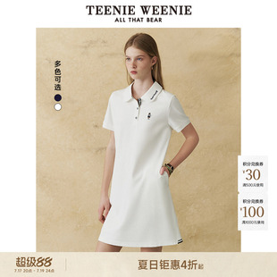 TeenieWeenie小熊女装时尚简约气质圆弧形衣领刺绣短袖POLO连身裙