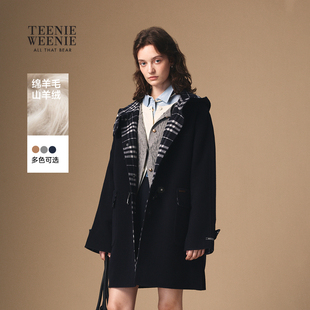 羊绒绵羊毛呢大衣冬外套 TeenieWeenie小熊女装 初代千金牛角扣