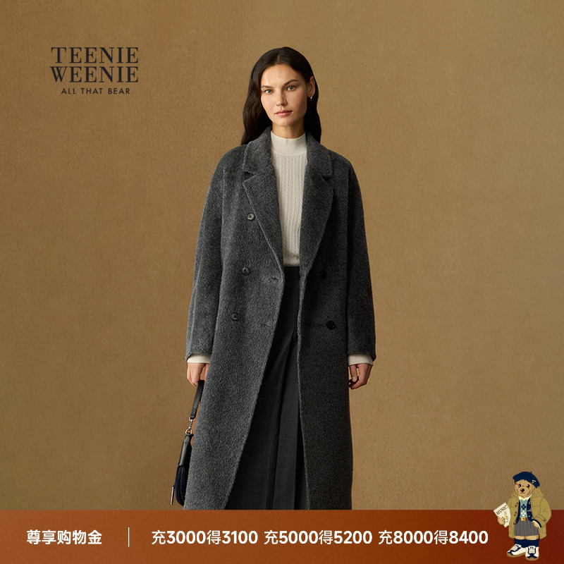 【T.W.R.C】TeenieWeenie小熊女装25冬新款气质翻领长款大衣twrc