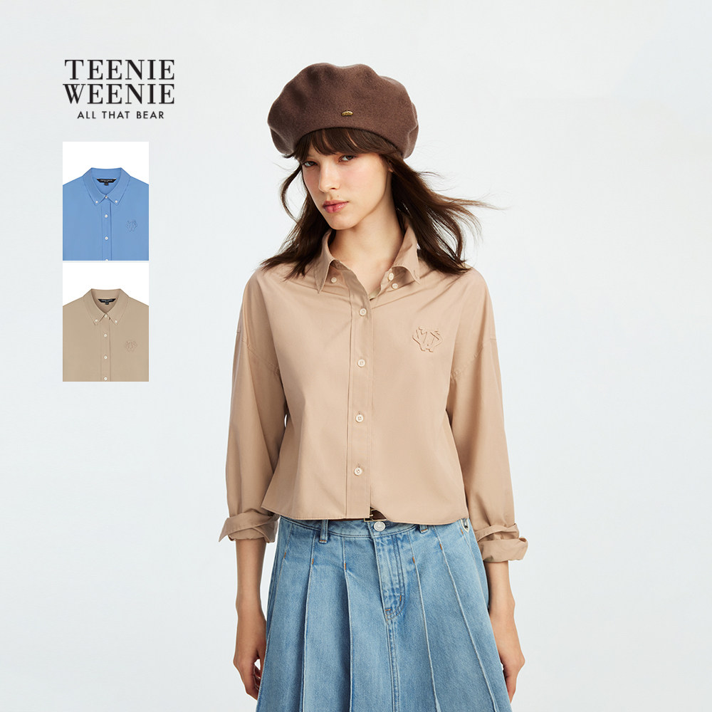 【赵露思同款】TeenieWeenie小熊女装春秋简约时尚淡人风衬衫衬衣