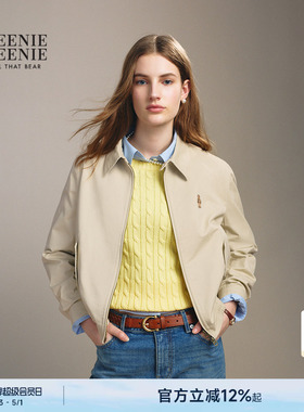 TeenieWeenie小熊女装外套26年春季新款宽松舒适复古洗水翻领上衣