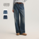 直筒裤 TeenieWeenie小熊女装 舒适宽松简约刺绣长裤 秋冬季 牛仔裤
