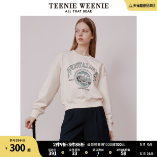 TeenieWeenie小熊春装 女 上衣时尚 磨毛感圆领套头卫衣落肩宽松短款