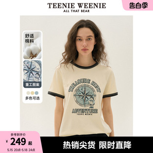 新款 棉质短袖 2024年夏季 TeenieWeenie小熊女装 T恤多巴胺ins风白色