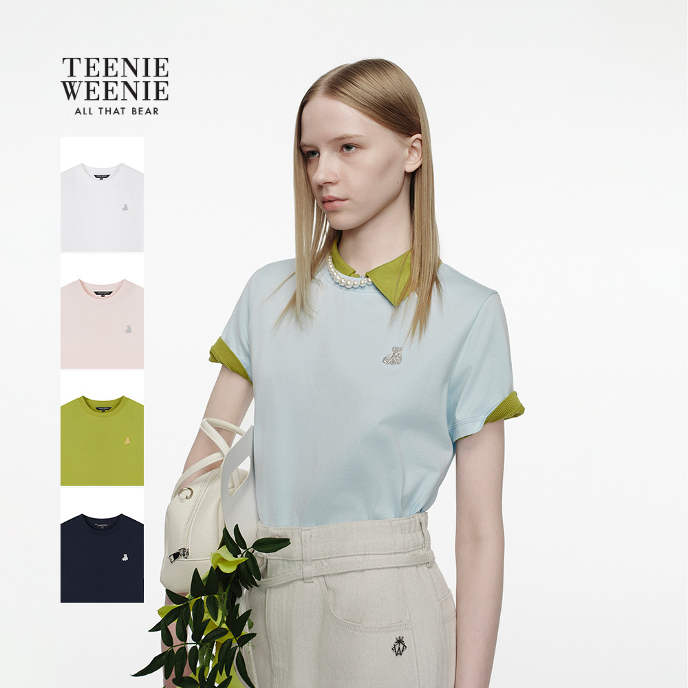 TeenieWeenie小熊女装T恤26年春季新款休闲舒适刺绣圆领短袖上衣