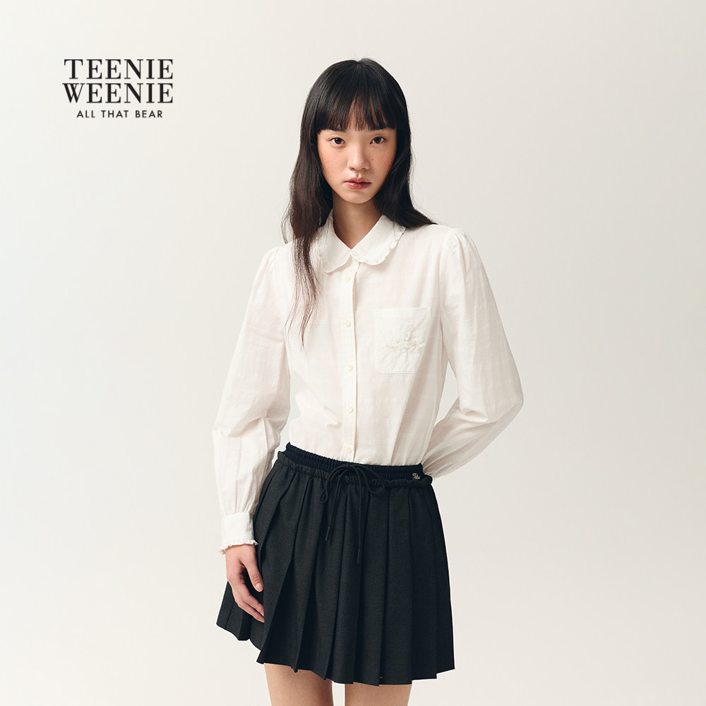 TeenieWeenie小熊女装衬衫26春季新款甜美少女感木耳边
