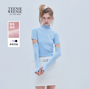 TEENIEWEENIE bearnova秋冬季气质时尚半高领短袖毛衣+袖套两件套