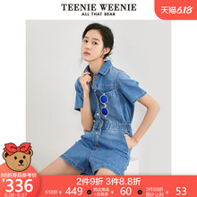 TeenieWeenie小熊连体裤女牛仔裤短袖夏2020新款女装个性连体衣