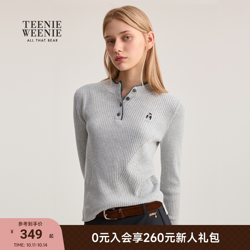 TeenieWeenie复古亨利领毛针织衫