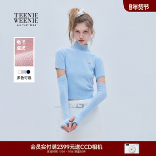 TEENIEWEENIE bearnova25冬季新款气质半高领短袖毛衣袖套两件套