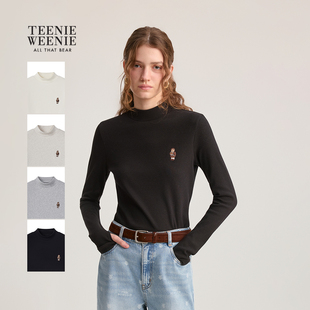 基础打底衫 TeenieWeenie小熊女装 T恤秋冬柔软舒适刺绣小高领长袖