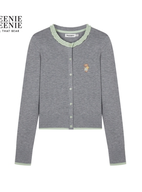 TEENIEWEENIE bearnova26夏季新款女装时髦假两件撞色蕾丝领开衫