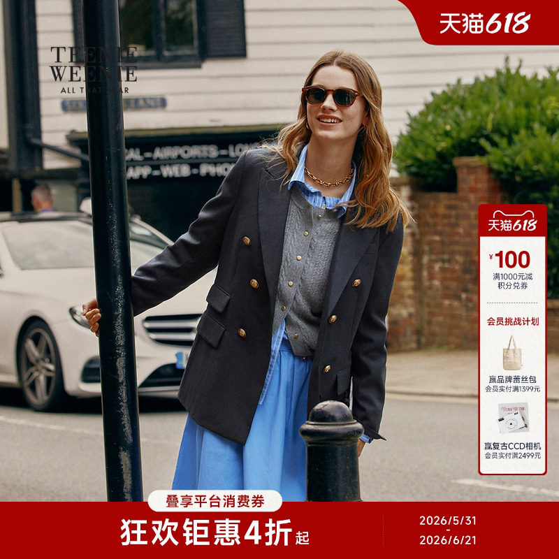【金扣布雷泽】TeenieWeenie小熊女装绵羊毛西装秋冬轻商务短外套