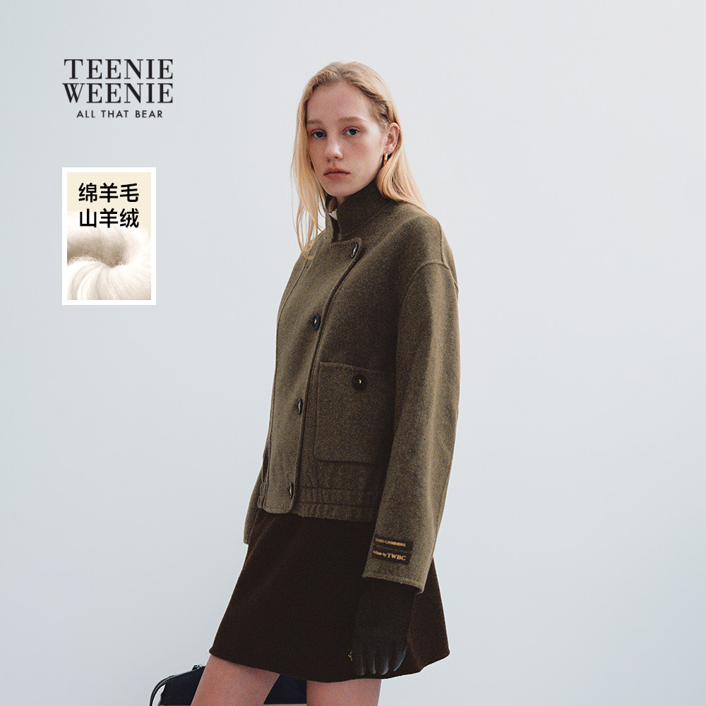 TeenieWeenie小熊女装毛呢大衣2025冬季新款潮酷风斜门襟立领夹克,女装/女士精品,毛呢外套,淘宝优惠券,粉丝福利购,淘宝优惠卷
