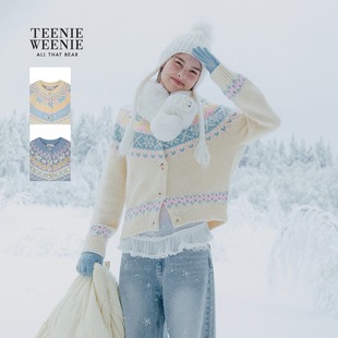 TeenieWeenie  bearnova冬季女装时髦复古费尔岛圆领毛衣针织开衫