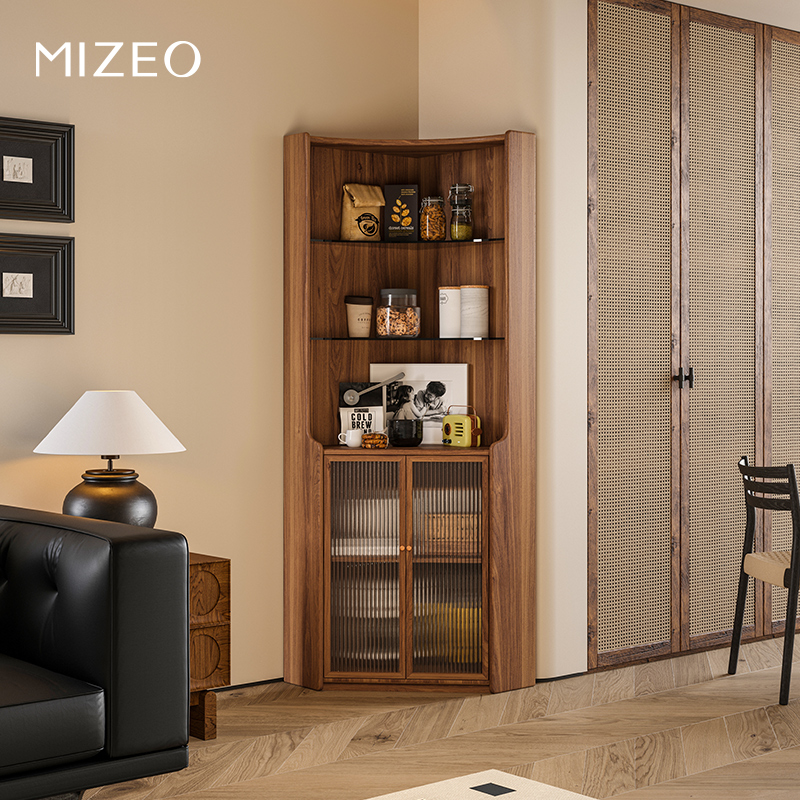 MIZEO 米卓/极简实木中古风 北美黑胡桃木餐厅角柜储物斗柜餐边柜