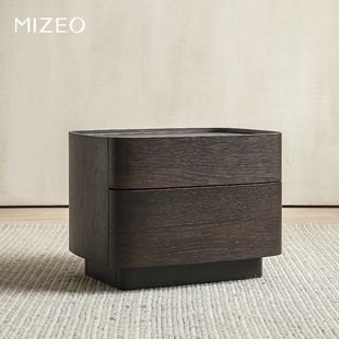 卧室现代简约收纳柜创意储物柜 MIZEO 米卓 意式 极简实木床头柜
