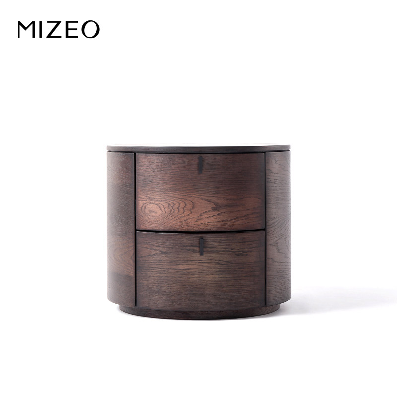 mizeo  米卓/现代简约烟熏色白蜡木床头柜主卧储物收纳柜床头边柜