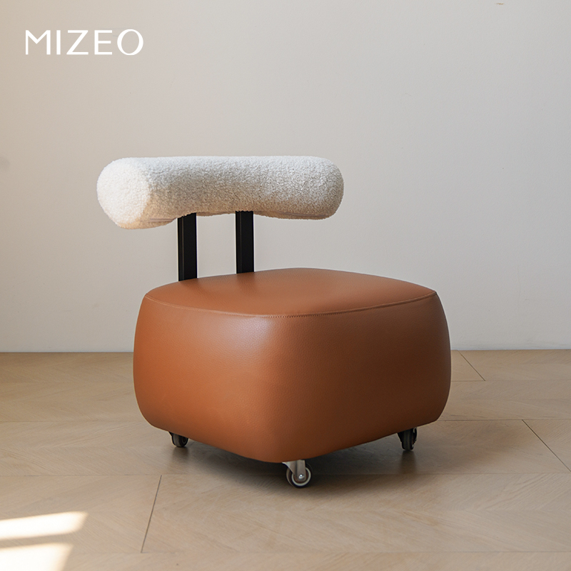 MIZEO 米卓/简约皮墩客厅换鞋凳儿童矮凳万向轮滑轮可移动溜溜椅