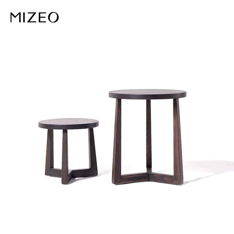 MIZEO  米卓/极简白蜡木边几沙发圆形创意小边几角几卧室床头边几
