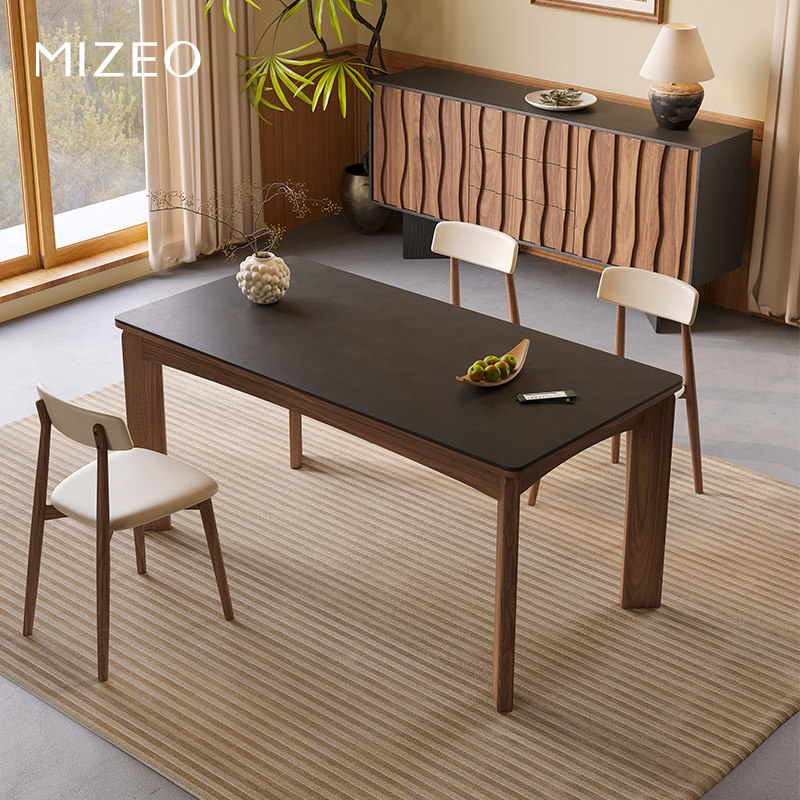 MIZEO 米卓/橡木中古餐桌现代极简中式岩板实木餐桌博主同款