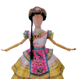 快乐阳光苗族彝族壮族羌族傈僳族普米族多民族女童演出服定制出售