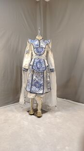 小小京剧娃戏曲长袖长款蓝白款戏曲中国说唱梨园男童女童演出服