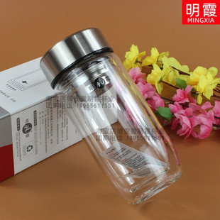 异形鹅蛋双层玻璃杯大容量带滤网家用泡茶透明办公杯高硼硅400ml