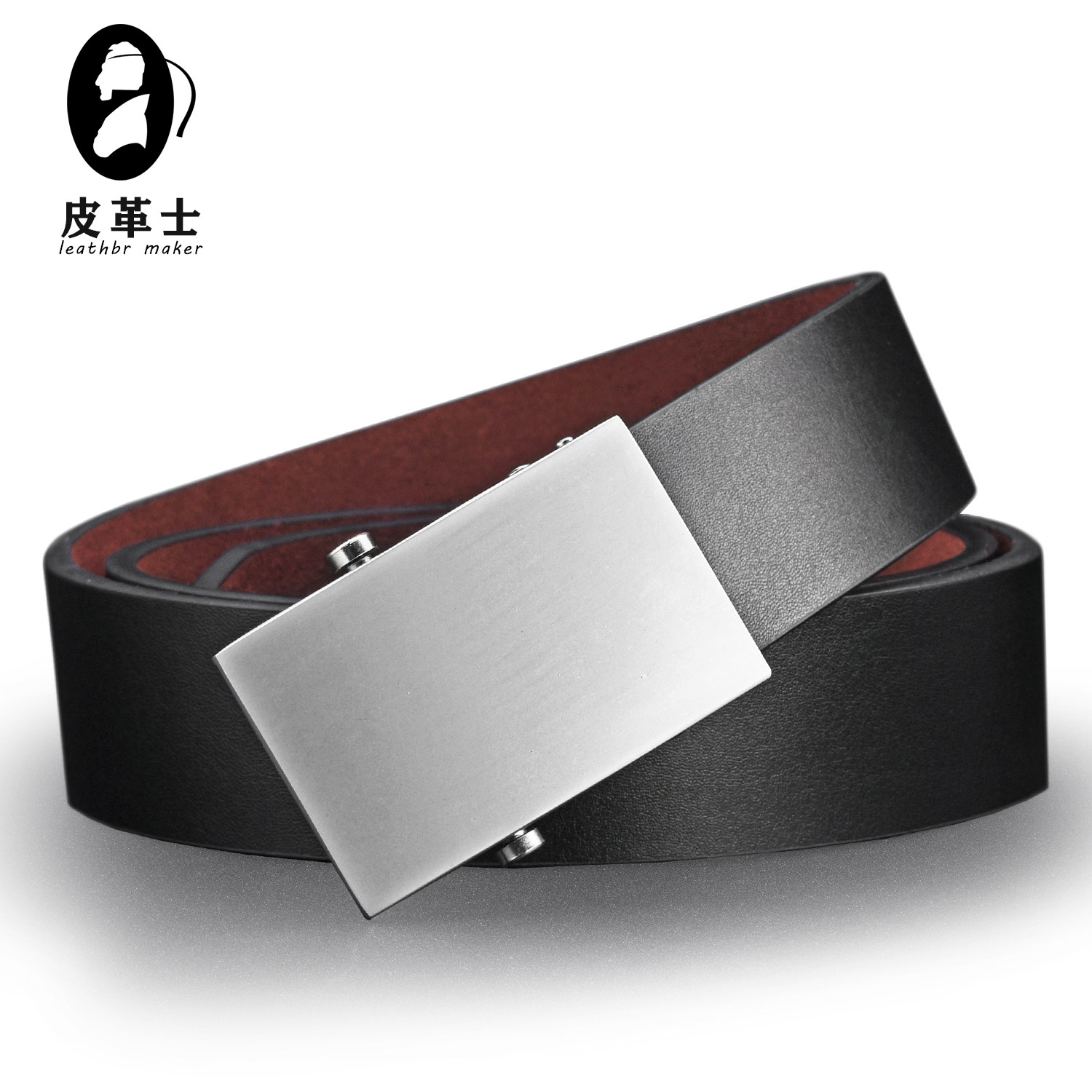 滚轴腰带男士真皮无牙无孔平滑扣皮带平面无卡槽滚柱老式皮带户外