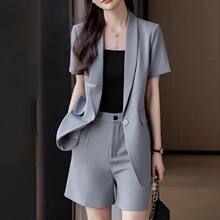 短袖西装外套女高级感2025新款夏装气质职业女装休闲西服短裤套装
