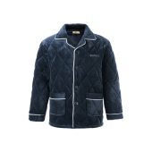 男士 珊瑚绒加厚加绒三层夹棉保暖单件上衣法兰绒家居服 睡衣秋冬季