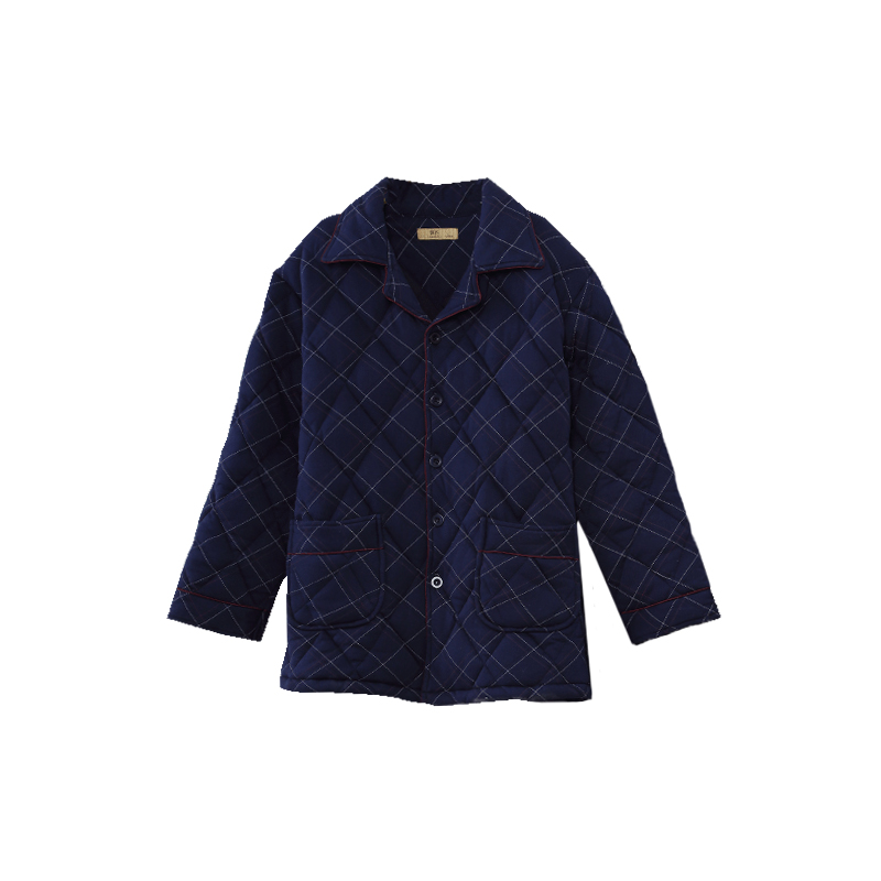 睡衣男秋冬加厚纯棉夹棉单件上衣