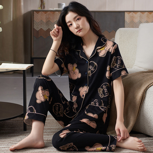 薄款 可爱2025新款 春秋款 可外穿家居服套装 纯棉短袖 睡衣女夏季 长裤