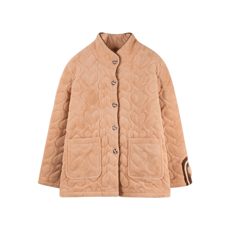 夹棉睡衣女冬季加厚加绒单件上衣