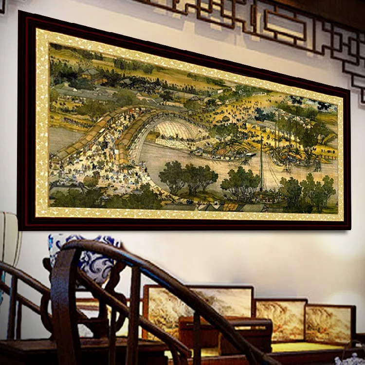 纯手工成品十字绣客厅满绣2米清明上河图绣好的成品大幅风景手工