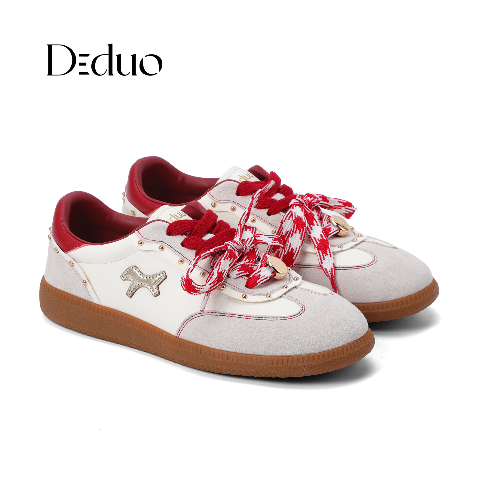 【新品】Diduo/迪朵2026德训鞋女白色百搭舒适休闲运动鞋系带板鞋图片