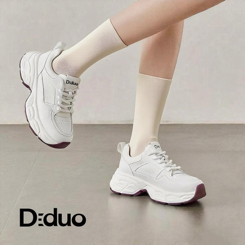 【新品】Diduo/迪朵 厚底老爹鞋女2026春新款真皮百搭休闲运动鞋