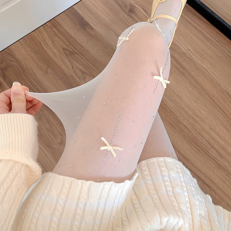 春夏季薄款防勾丝透肉米白色连裤袜女日系Lolita甜美蝴蝶结白丝袜,女士内衣/男士内衣/家居服,连裤袜/打底袜,淘宝优惠券,粉丝福利购,淘宝优惠卷
