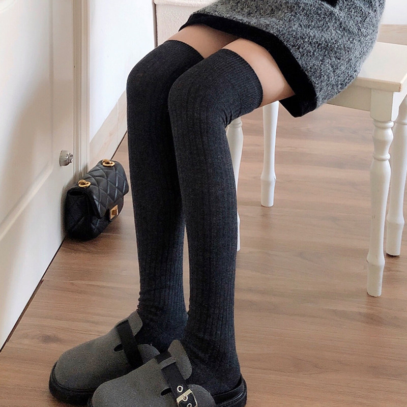 秋冬加厚深灰色长筒袜女棉竖纹黑色过膝袜保暖JK燕麦色及膝堆堆袜,女士内衣/男士内衣/家居服,长筒袜,淘宝优惠券,粉丝福利购,淘宝优惠卷