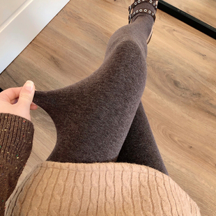 袜高腰显瘦保暖奶咖色棉裤 咖啡色打底裤 袜女秋冬加厚加绒棕色连裤